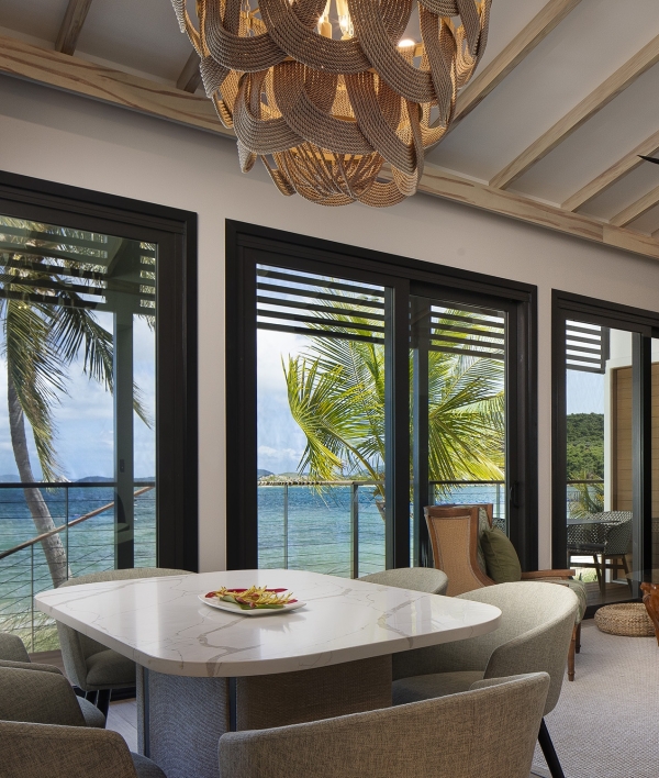 Main Living and Dining Area in the Beachfront Two Bedroom Villa