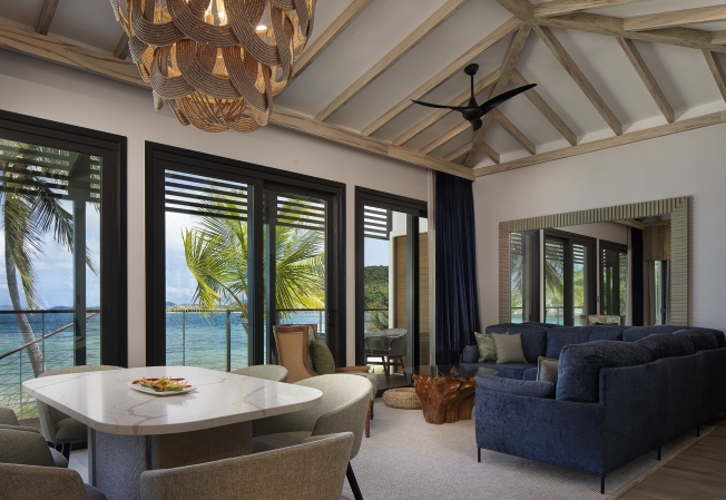 Main Living and Dining Area in the Beachfront Two Bedroom Villa